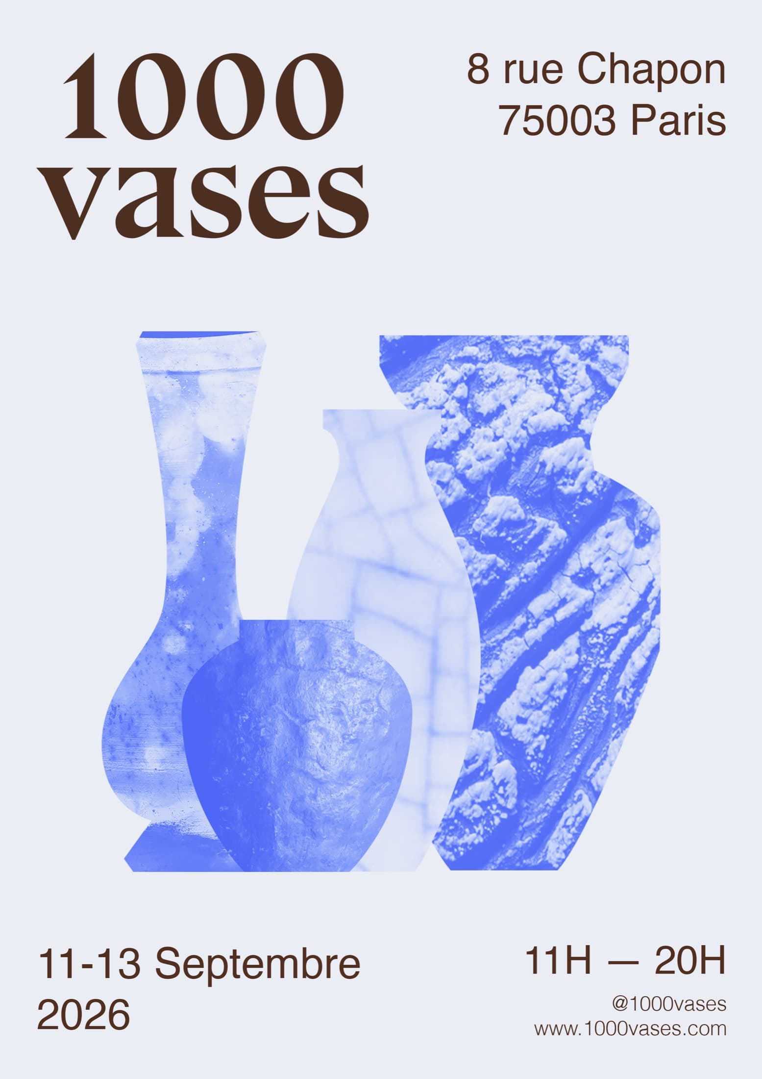 Poster for the 1000 vases exhibition, 11 to 13 September 2026 in Paris